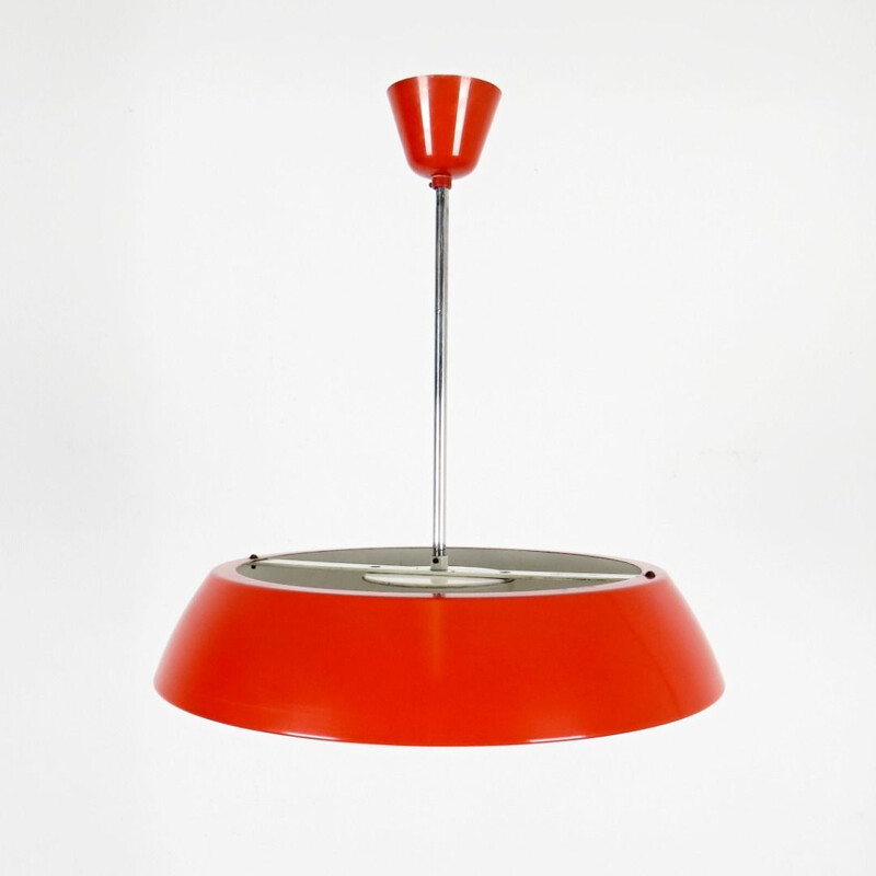 Candeeiro suspenso vermelho Vintage de Josef Hurka, 1960