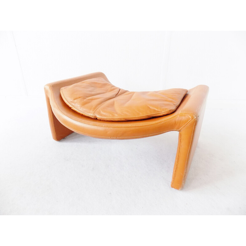 Chaise longue vintage en cuir P60 avec tabouret de Vittorio Introini pour Saporiti, 1962