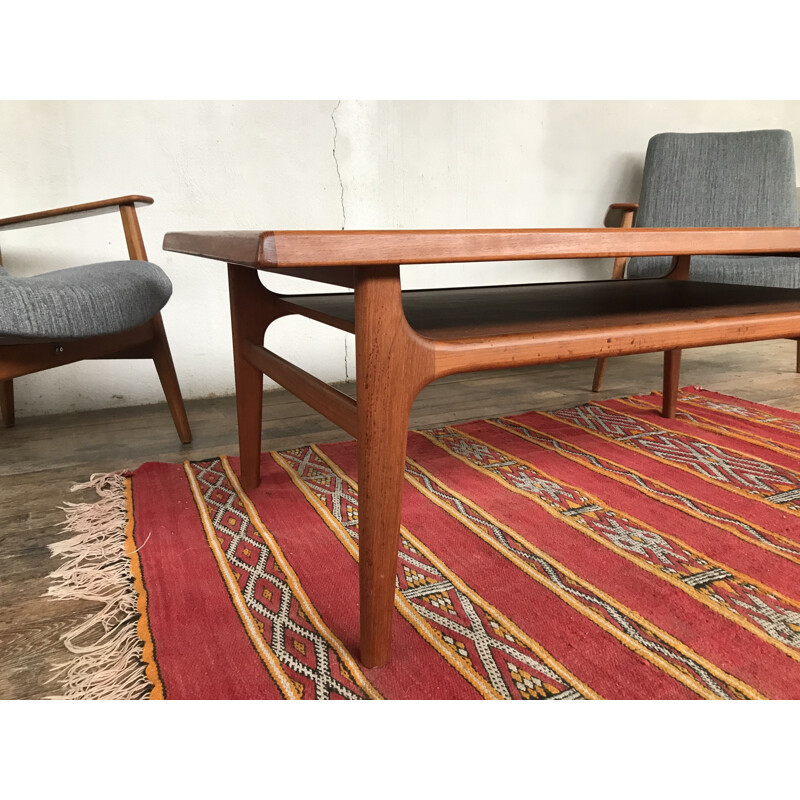 Vintage teak coffee table by Niels Bach, Denmark, 1960 