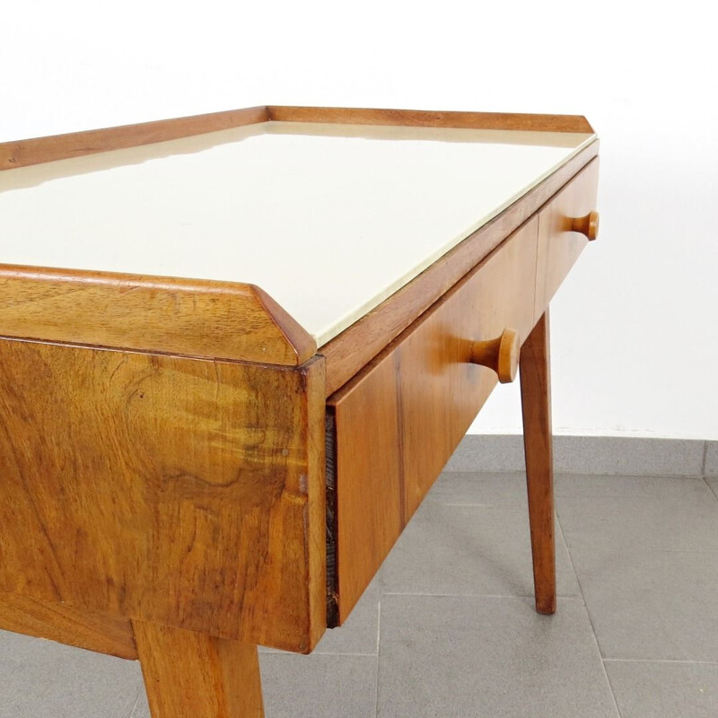 Vintage white and wood side table, 1960s