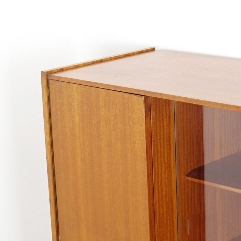 Vintage wood and glass bookcase by Frantisek Mezulanik, 1960s