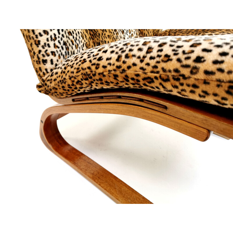 Vintage Kengu leopard lounge chair by Elsa & Nordahl Solheim For Rybo Rykken Furniture, 1970s