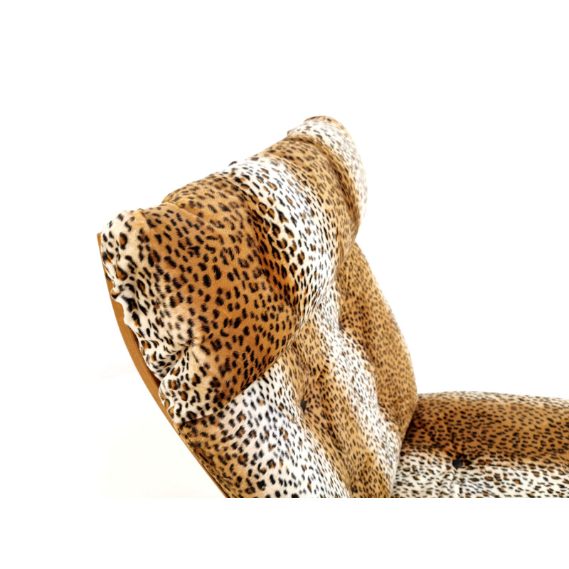 Vintage Kengu leopard lounge chair by Elsa & Nordahl Solheim For Rybo Rykken Furniture, 1970s