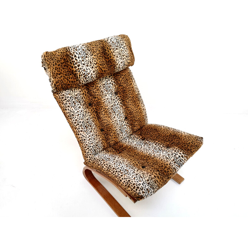 Vintage Kengu leopard lounge chair by Elsa & Nordahl Solheim For Rybo Rykken Furniture, 1970s