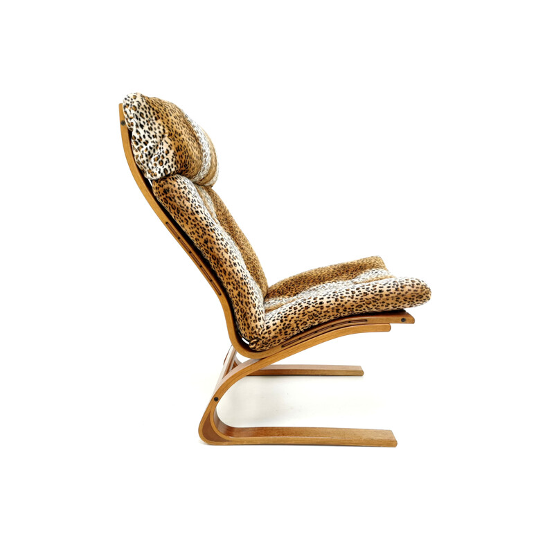 Vintage Kengu leopard lounge chair by Elsa & Nordahl Solheim For Rybo Rykken Furniture, 1970s