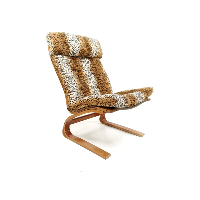 Vintage Kengu leopard lounge chair by Elsa & Nordahl Solheim For Rybo Rykken Furniture, 1970s