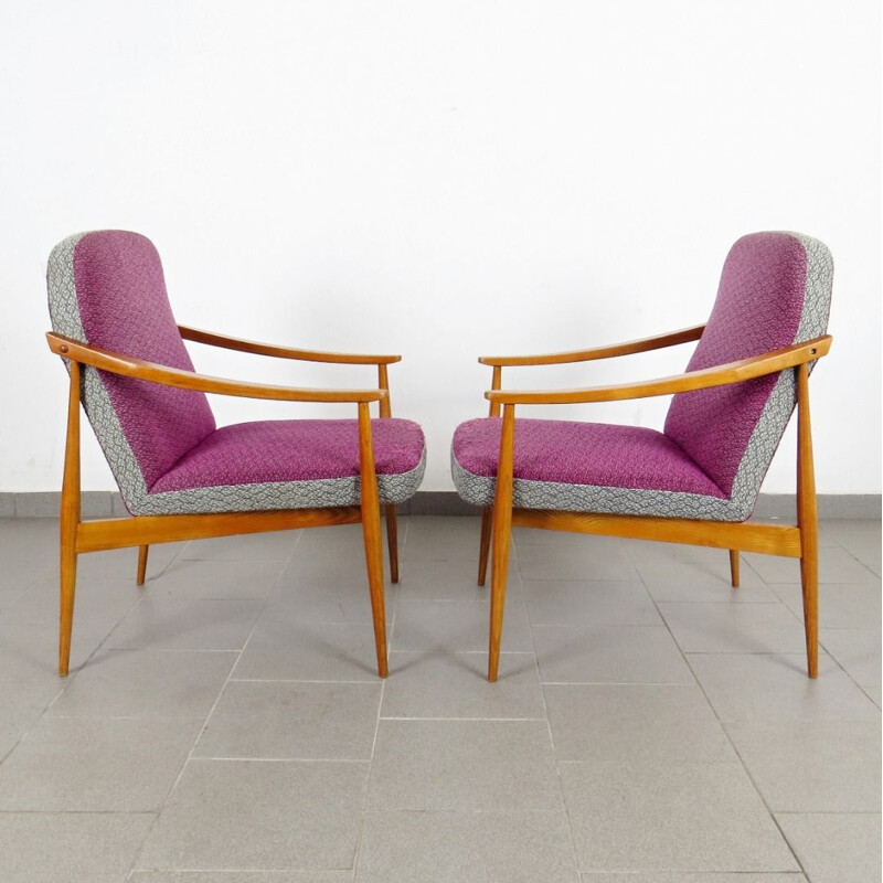 Conjunto de 2 sillones rosas de época, 1960