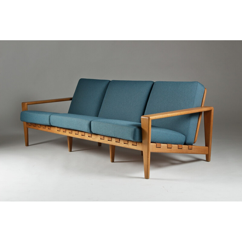Seffle Mobelfabrik 3-seater sofa in oakwood, Svante SKOGH - 1950s