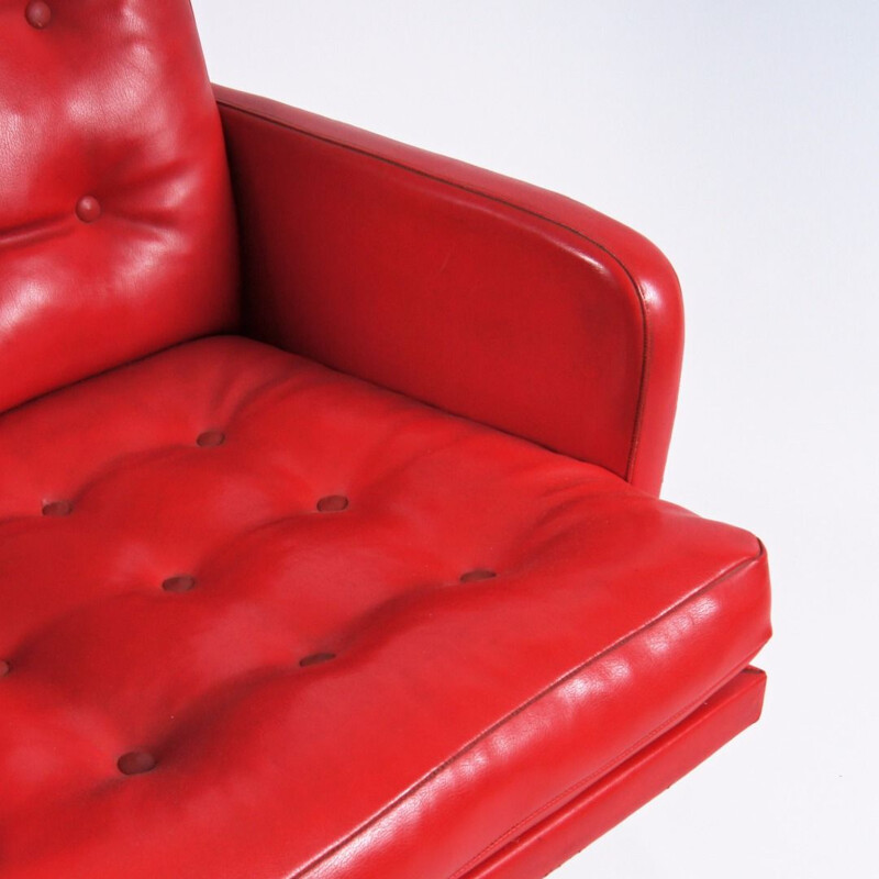 Ensemble de 2 fauteuils rouges vintage, 1970 