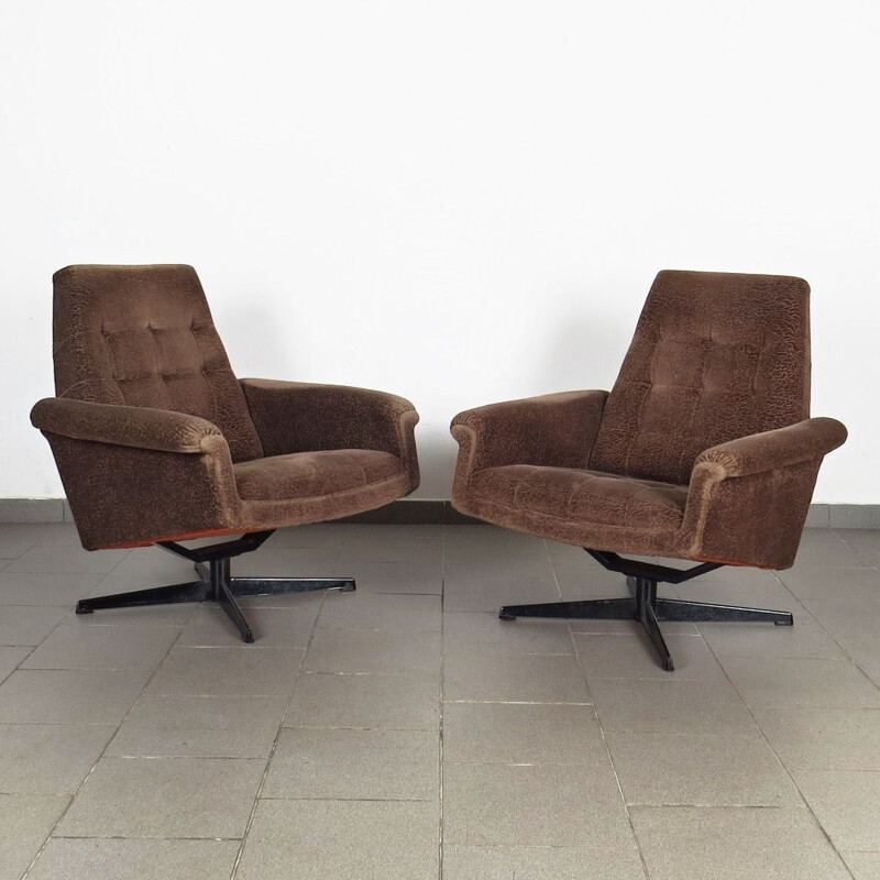 Set of 2 vintage brown armchairs, 1970s