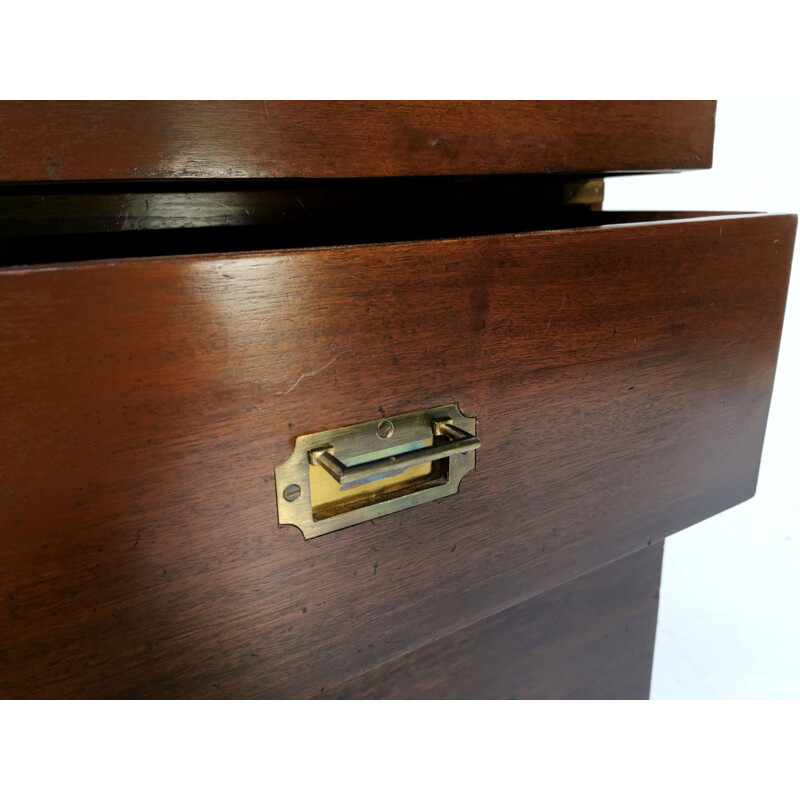 Vintage mahogany and brass chest of drawers, 1930s