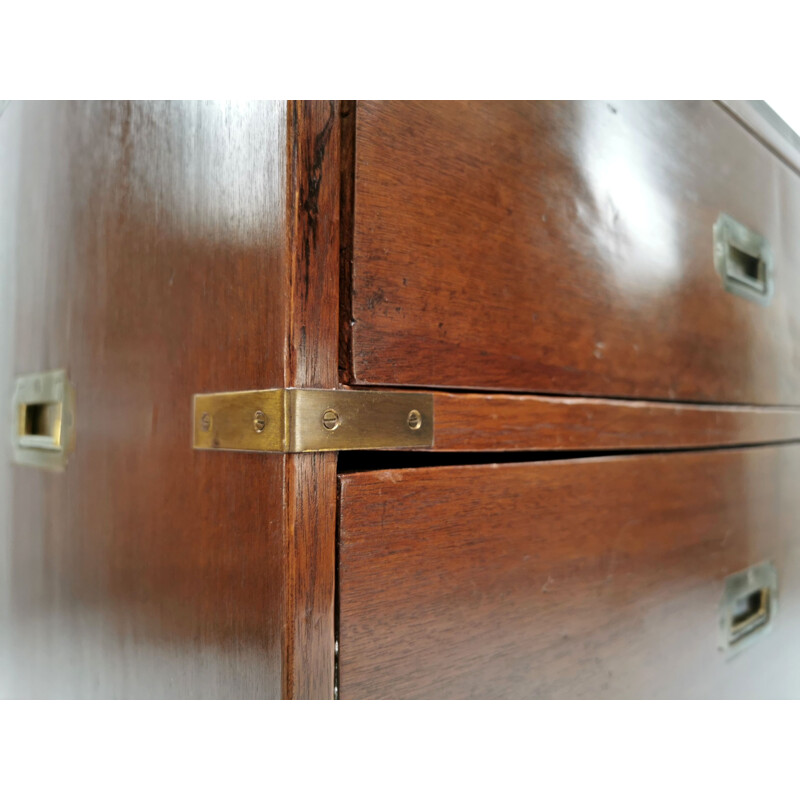 Vintage mahogany and brass chest of drawers, 1930s