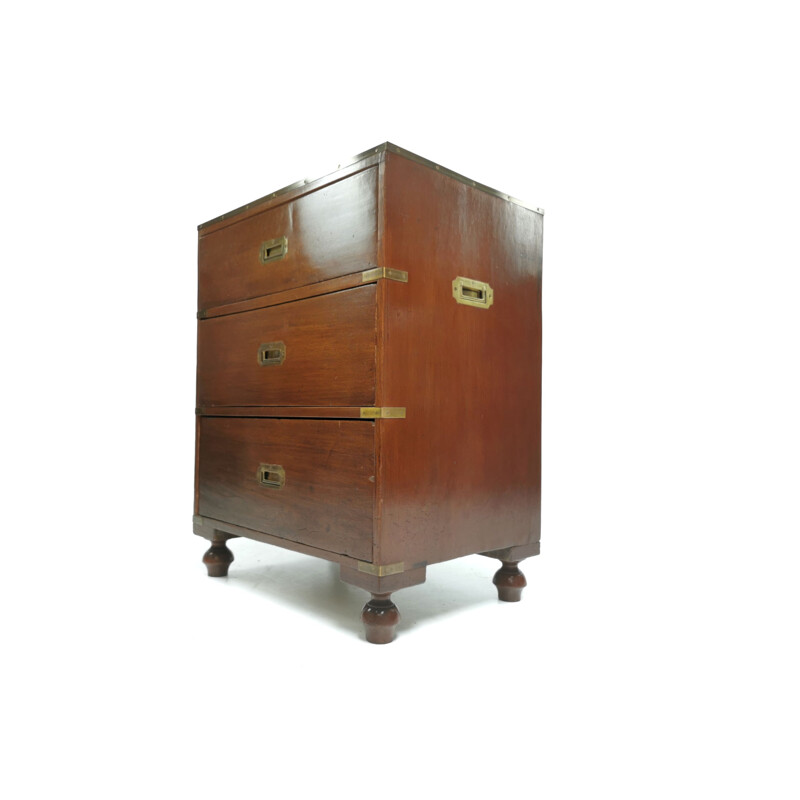 Vintage mahogany and brass chest of drawers, 1930s