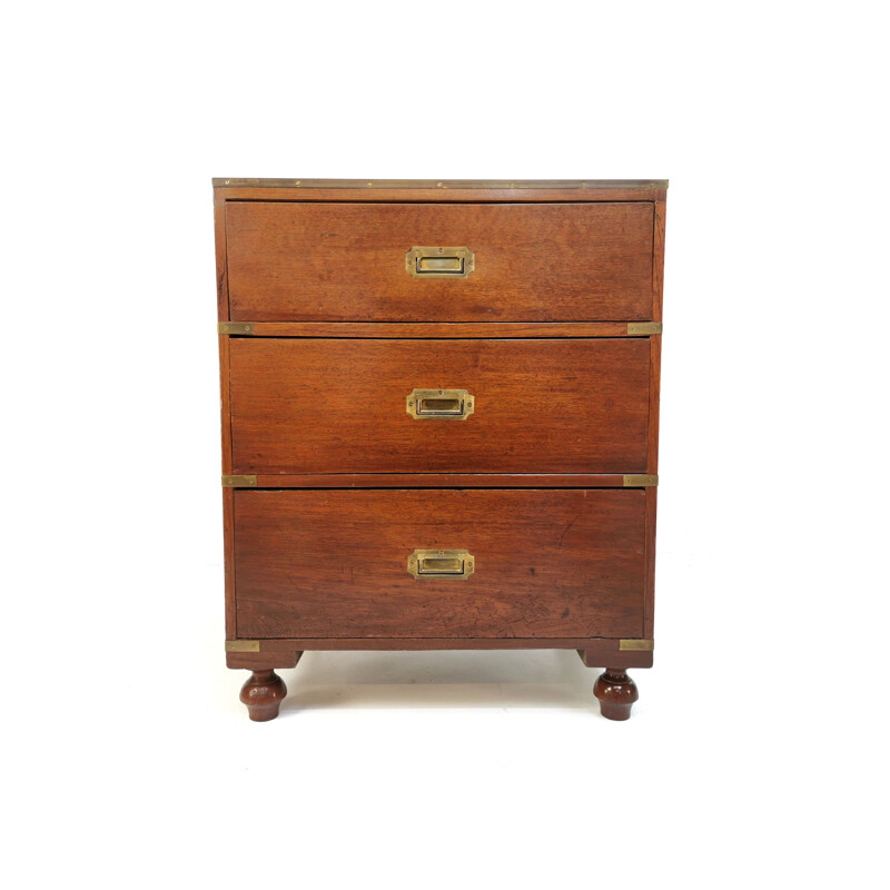 Vintage mahogany and brass chest of drawers, 1930s