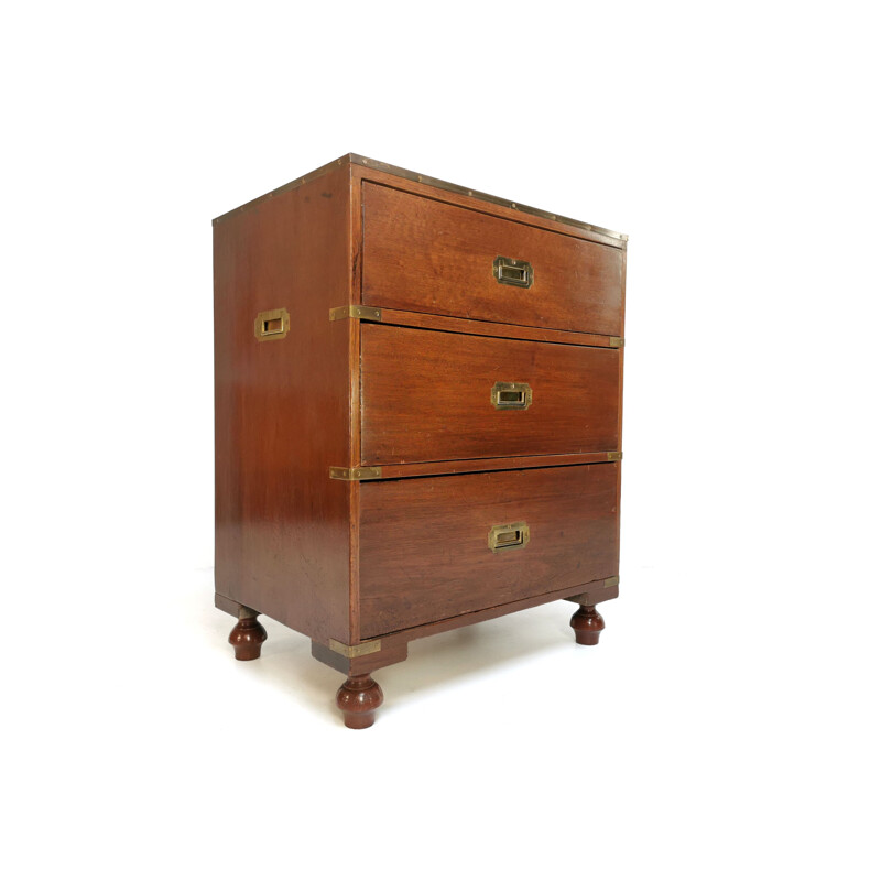 Vintage mahogany and brass chest of drawers, 1930s