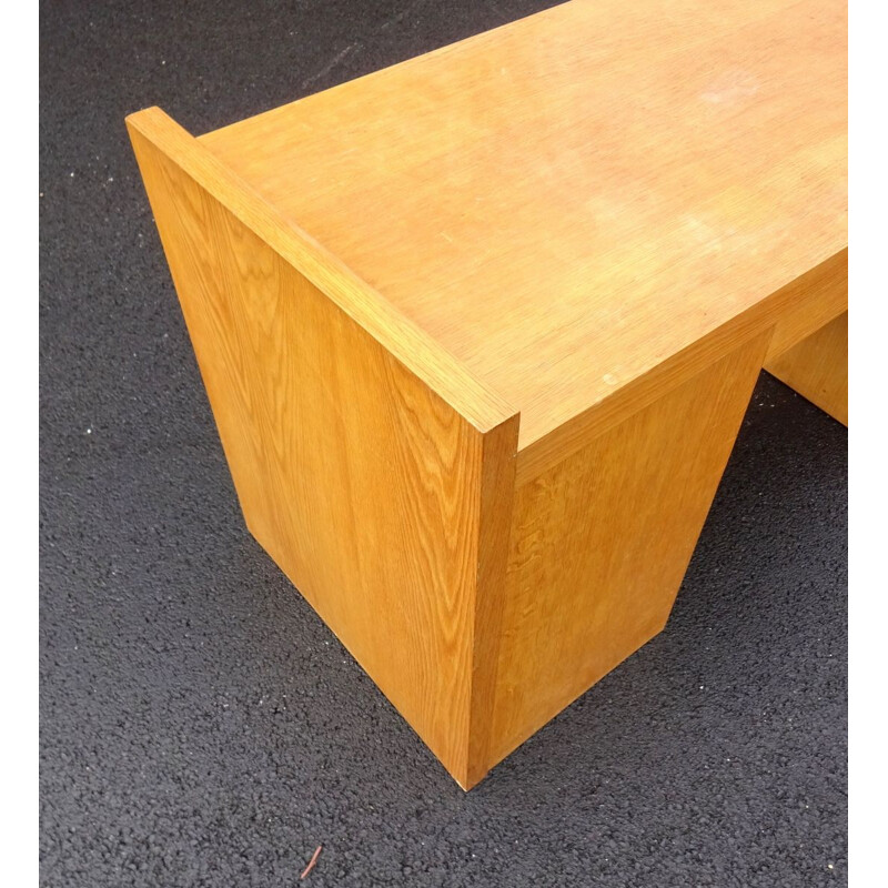 Vintage oak and brass desk, 1950s