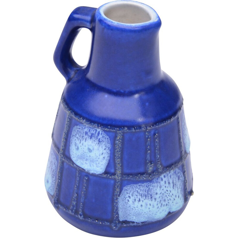 Jarrón vintage de cerámica azul de Strehla Keramik, Alemania 1950