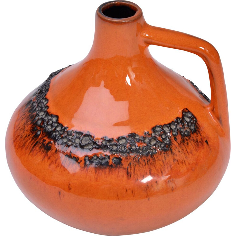 Orange fat lava vase produced in West Germany, 1970s
