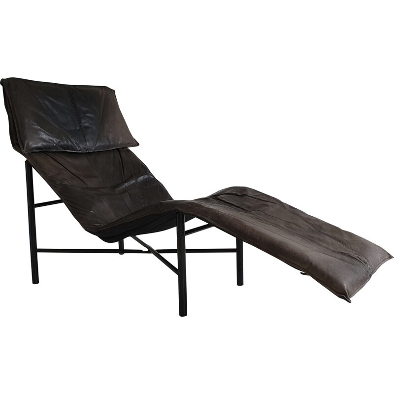 Brown leather vintage lounge chair by Tord Björklund for Ikea, 1980s