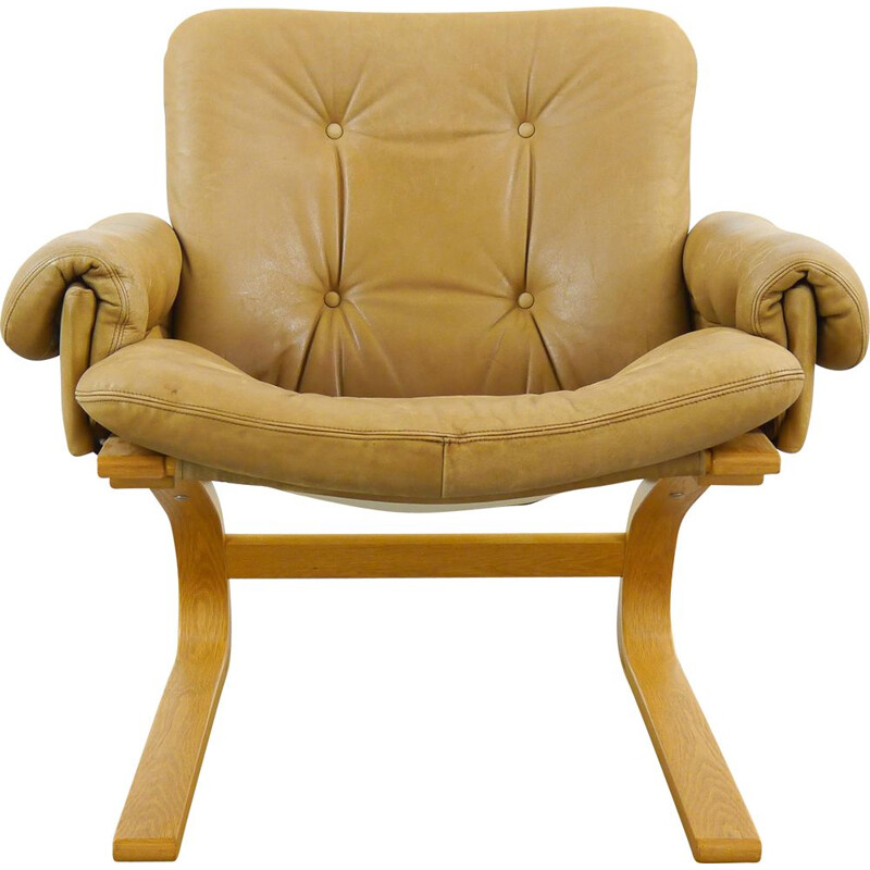 fauteuil Kengu vintage - cuir brun