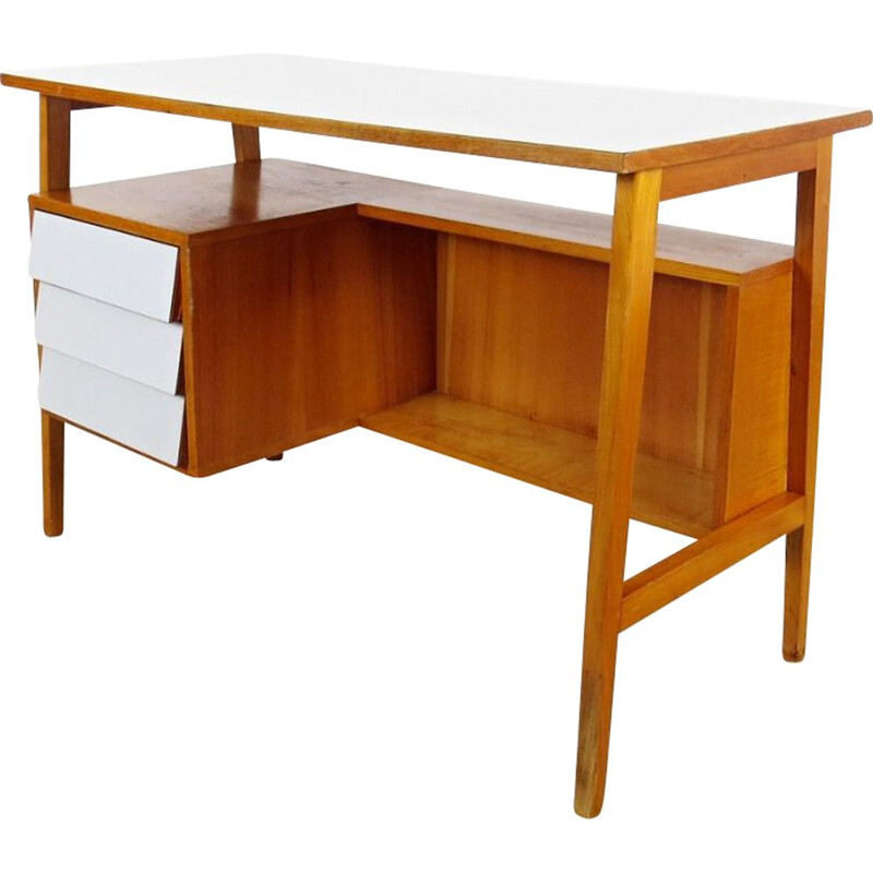 Vintage 3 drawers desk, Czechoslovakia, 1960