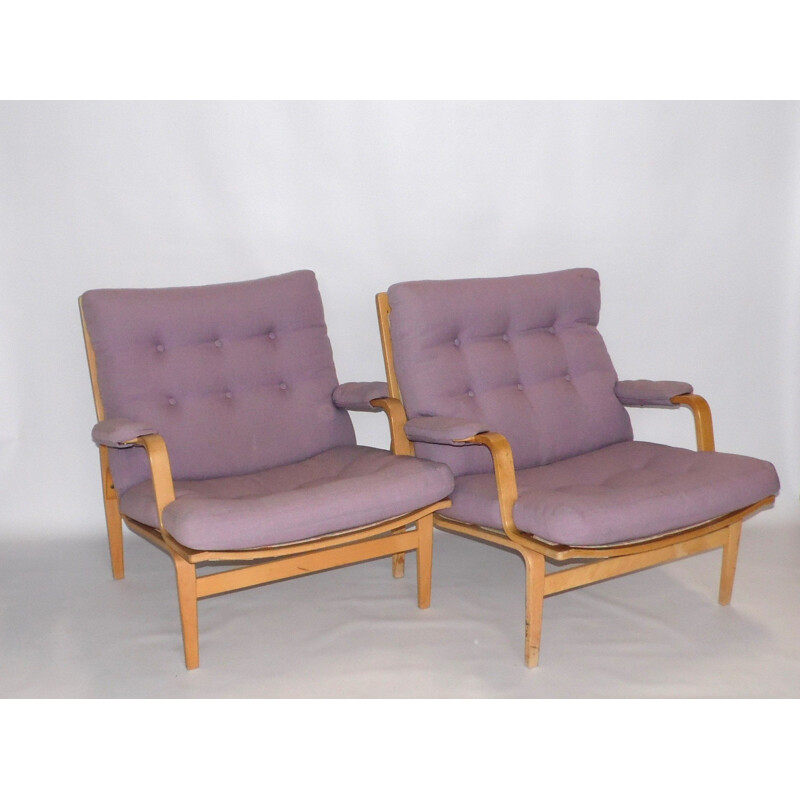 Pair of vintage armchairs "Ingrid" by Bruno Mathsson edition Dux 1980