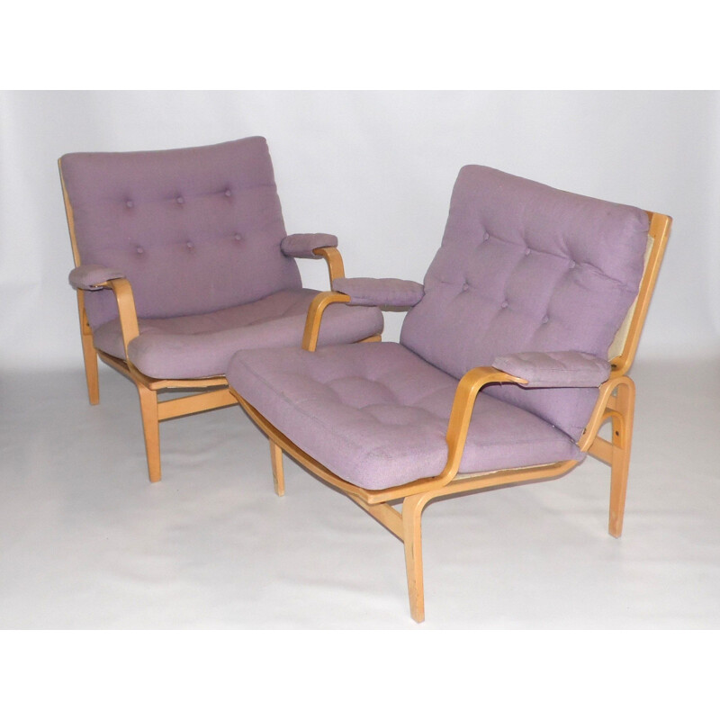 Paire de fauteuils vintage "Ingrid" de Bruno Mathsson edition Dux  1980