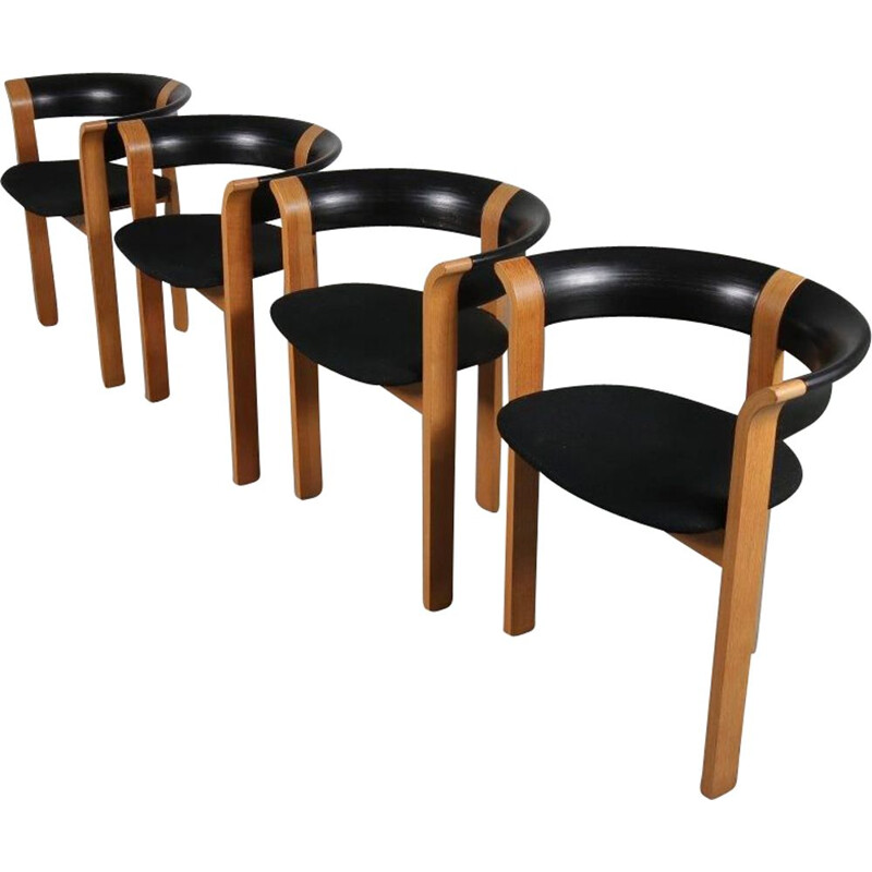 Set of 4 vintage model 4451 dining chairs designed by Rud Thygesen and Johnny Sorensen, for Magnus Olesen 1970