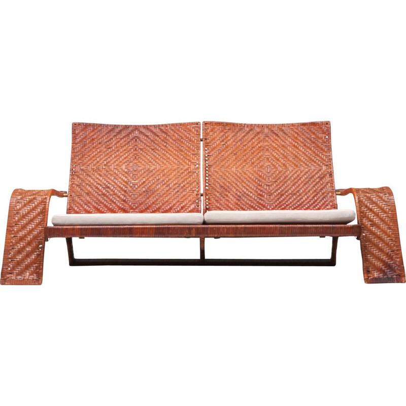 Vintage leather 2-Seater Couch Marzio Cecchi 1970