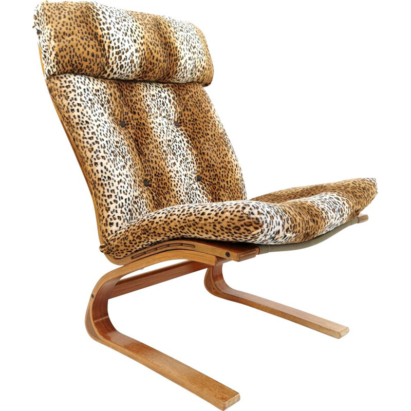 Vintage Kengu leopard lounge chair by Elsa & Nordahl Solheim For Rybo Rykken Furniture, 1970s