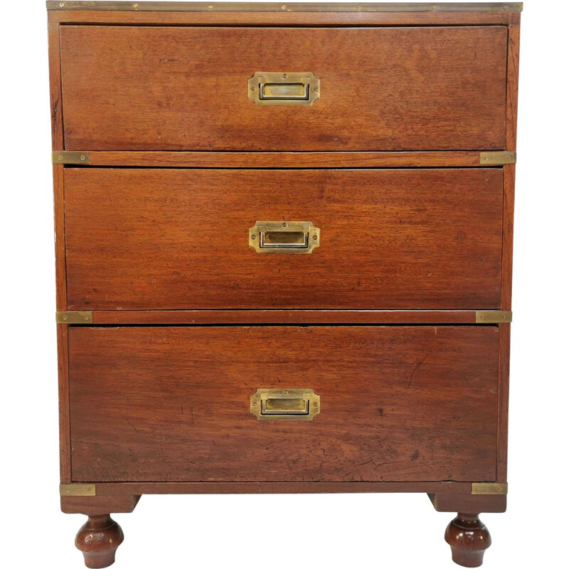 Vintage mahogany and brass chest of drawers, 1930s