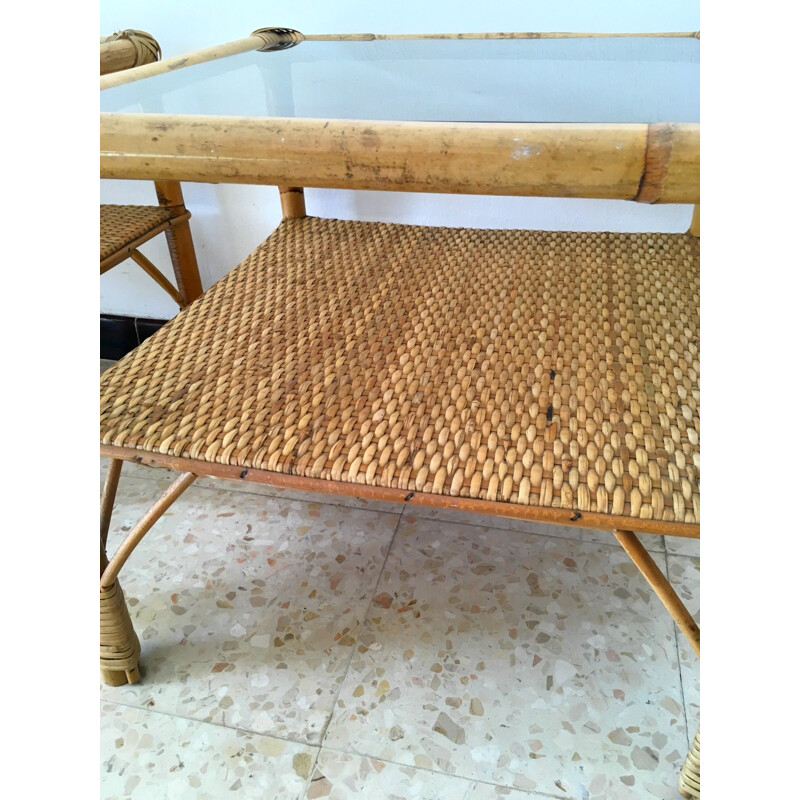 Vintage rattan sofa pieces 1970