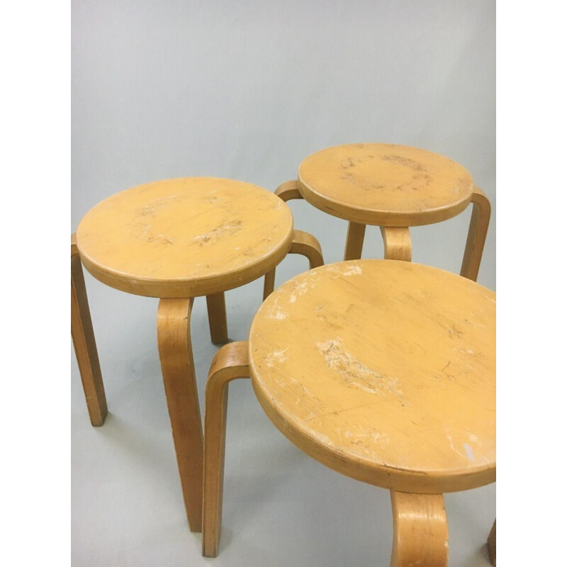 Set of 3 vintage stools E60 Alvar Aalto for Artek 1930