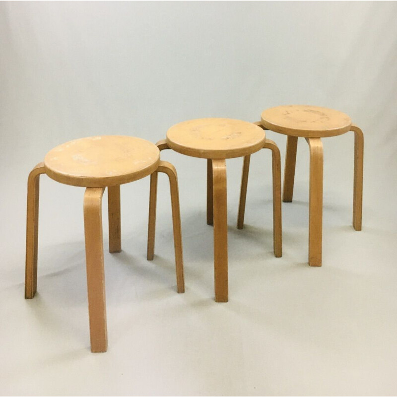 Set of 3 vintage stools E60 Alvar Aalto for Artek 1930