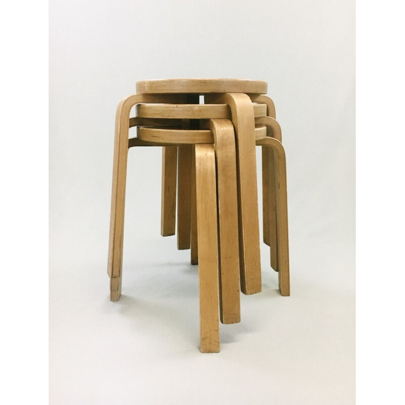 Set of 3 vintage stools E60 Alvar Aalto for Artek 1930