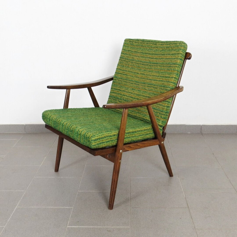 Ensemble de 2 fauteuils verts vintage par Ton, 1970