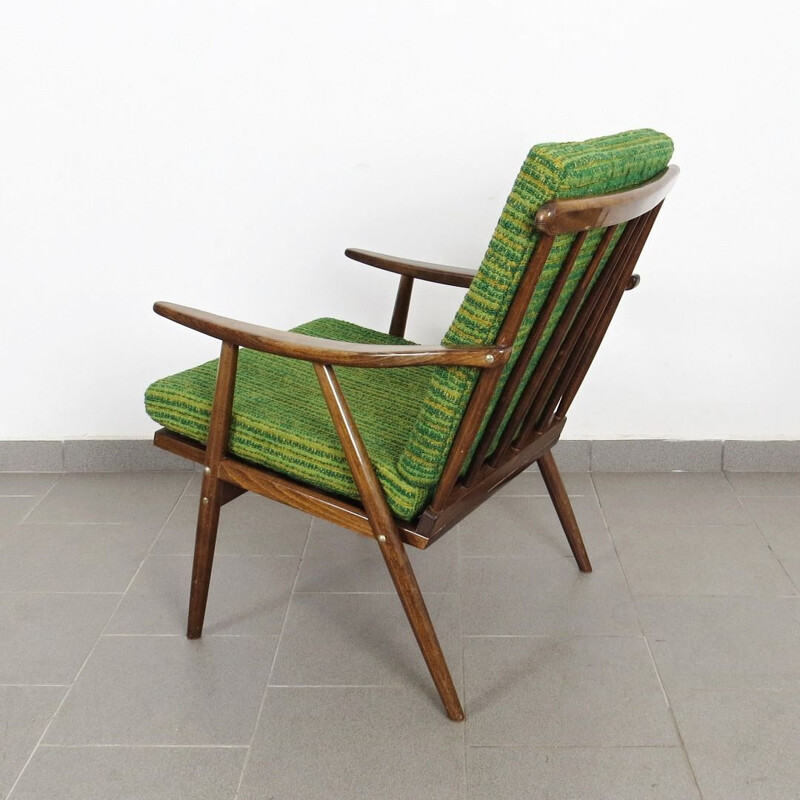 Set of 2 vintage green armchairs by Ton, 1970s