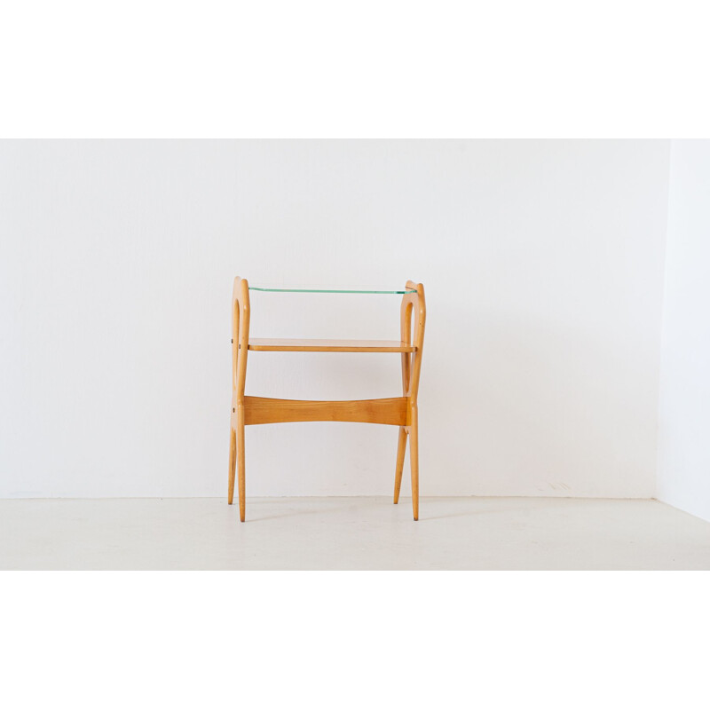 Vintage maple wood side table, Italy, 1950s