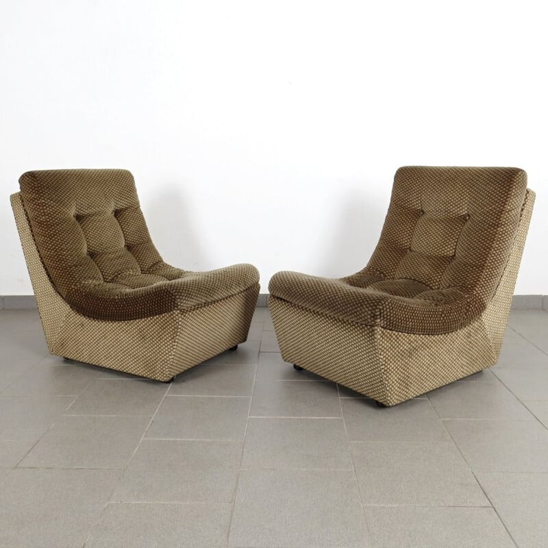 Ensemble de 2 fauteuils vintage avec motifs, 1970