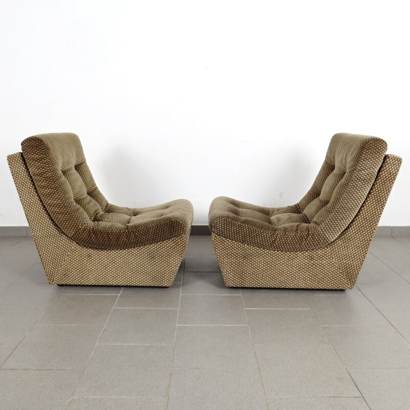 Ensemble de 2 fauteuils vintage avec motifs, 1970