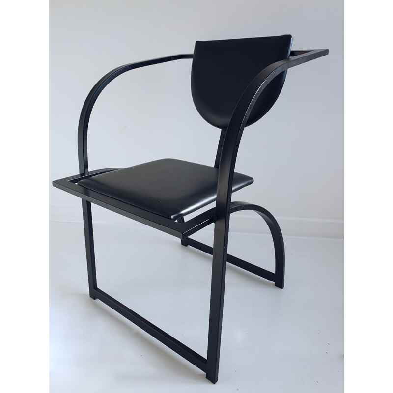 German black steel and leather vintage armchair, 1980s