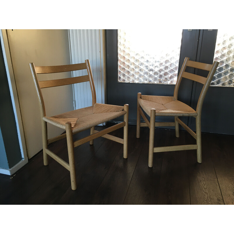 Set of 4 oak vintage dining chairs by Hans J. Wegner for Carl Hansen & Søn, 1970s