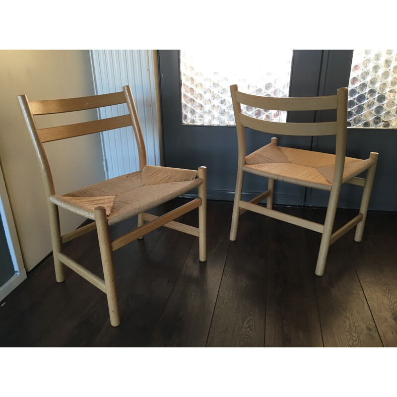 Set of 4 oak vintage dining chairs by Hans J. Wegner for Carl Hansen & Søn, 1970s