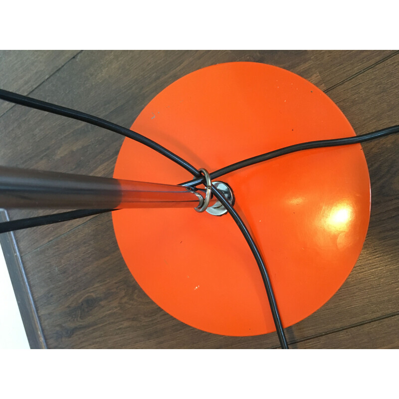 Lampadaire vintage orange en acier chromé, 1960