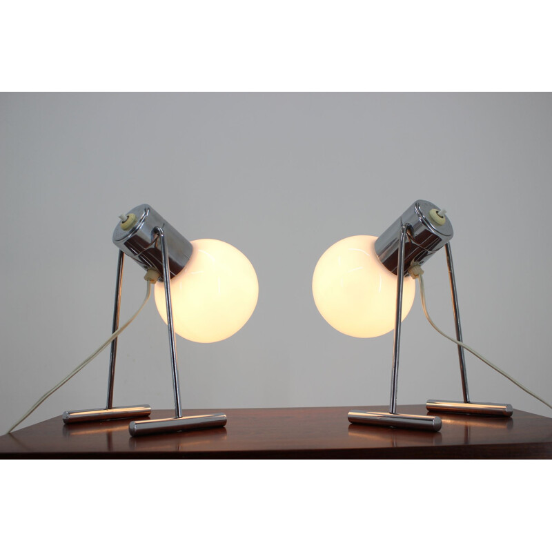 Pair of vintage chrome table lamps by Napako, 1960