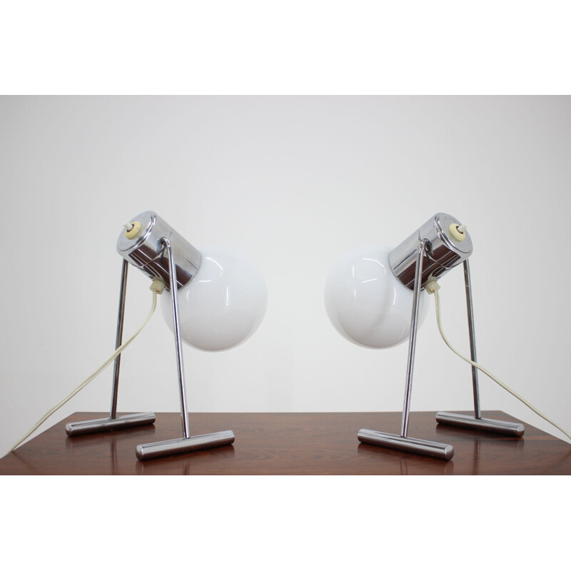 Pair of vintage chrome table lamps by Napako, 1960