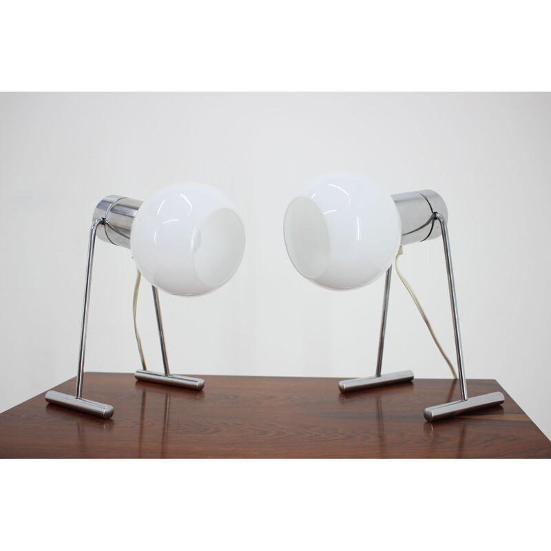 Pair of vintage chrome table lamps by Napako, 1960