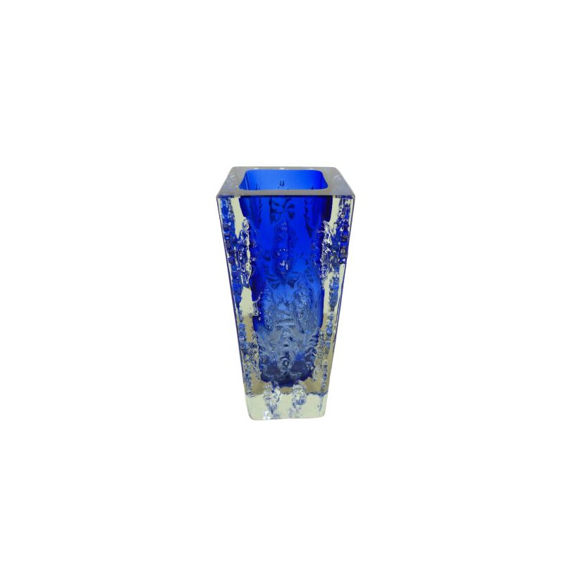 Vintage Blue Glass Vase from Glashütte Kurt Wokan, Austri 1970s