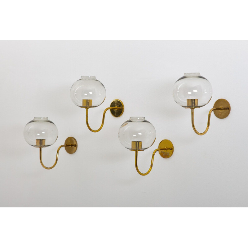 Swedish vintage wall candlesticks in brass by Hans-Agne Jakobsson, 1960s