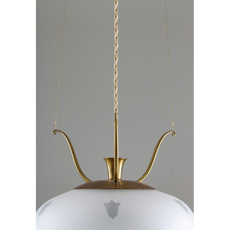 Vintage scandinavian Pendants in brass and glass 1940